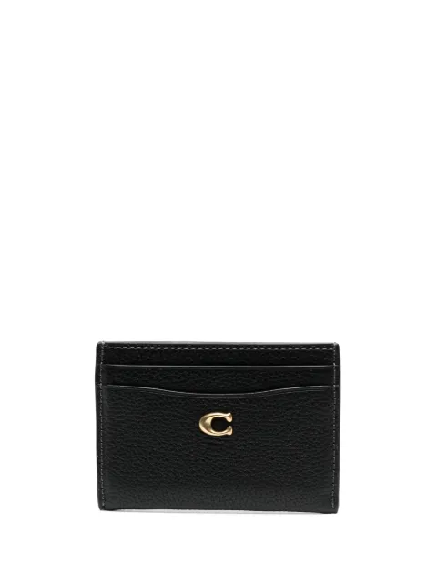Coach logo-plaque leather cardholder Black CM436