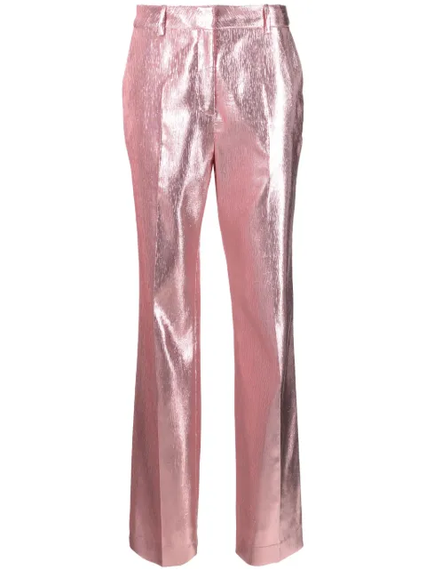 Rabanne metallic-effect tailored trousers Pink 23ACPA287AC0078