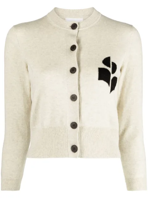 MARANT ÉTOILE Newton logo-intarsia cardigan Grey CA0040FAA1X05E