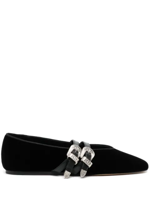 Le Monde Beryl Claudia belted velvet slippers Black CLAVELBLA