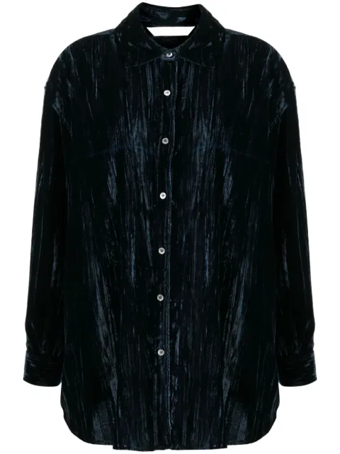 Palm Angels velvet crinkled shirt Blue PWGE004F23FAB0024510
