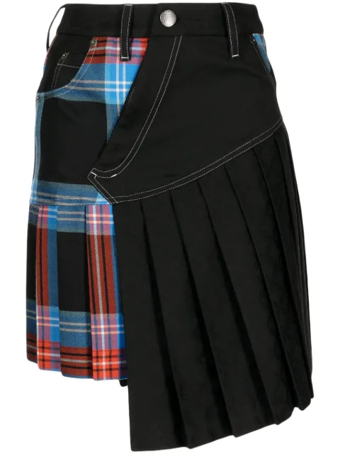 Charles Jeffrey Loverboy asymmetric plaid-check miniskirt Black 31050301