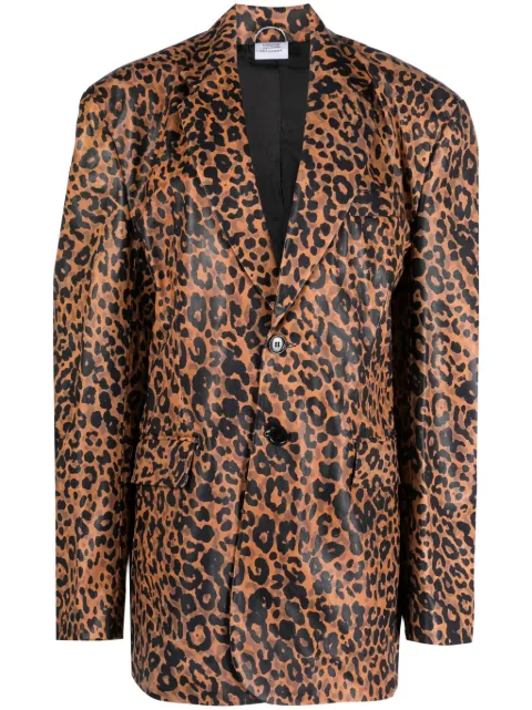 VETEMENTS leopard-print leather blazer Brown UE54JA460L