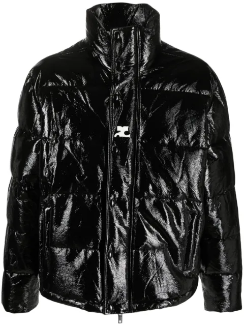 Courrèges logo-patch vynil puffer jacket Black 323CMA105VY0016