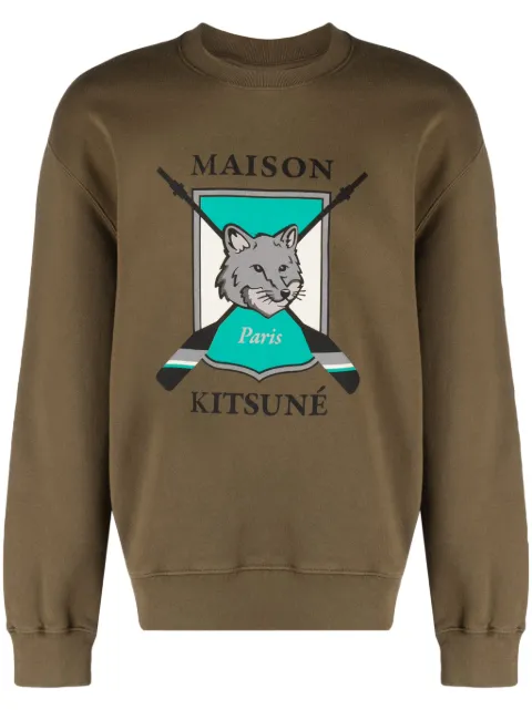 Maison Kitsuné logo-print cotton sweatshirt Green LM00309KM0307