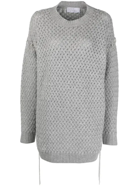 Giuseppe Di Morabito decorative-stitching knitted minidress Grey PF23250KN264