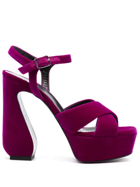 Sergio Rossi 140mm velvet platform sandals Purple A93780MTEZ16093
