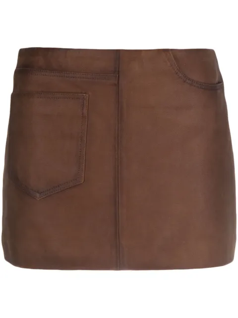 Manokhi low-rise leather miniskirt Brown MANO437