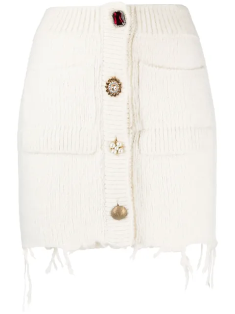 VETEMENTS rhinestone-embellished knitted miniskirt White UE54KN280M
