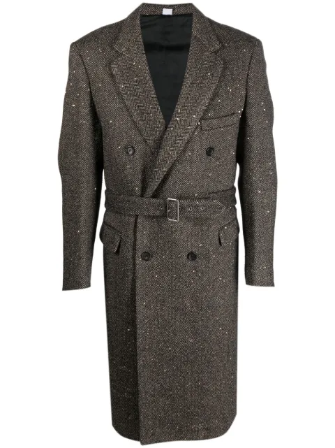 Winnie NY double-breasted herringbone peacoat Black WIFW23CO03352796