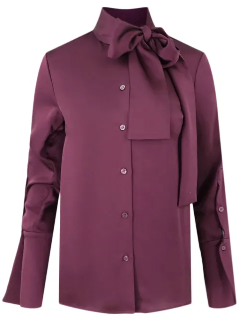 SIMKHAI Candela pussy-bow satin shirt Purple 5232140Q