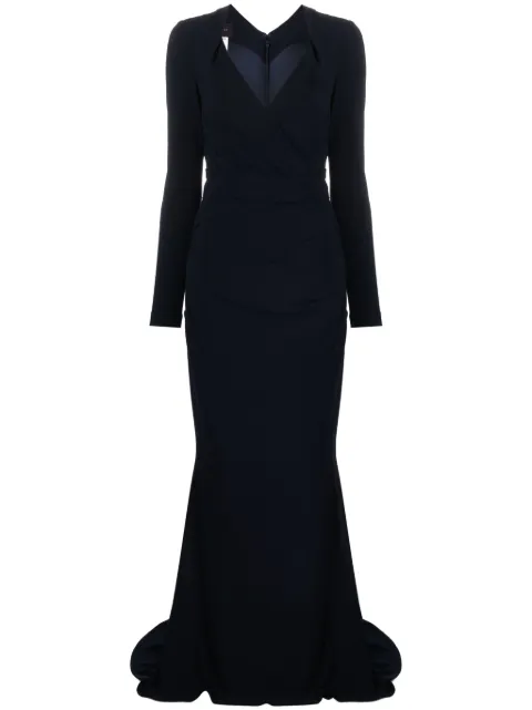 Talbot Runhof draped crepe maxi dress Blue OL045503LL70