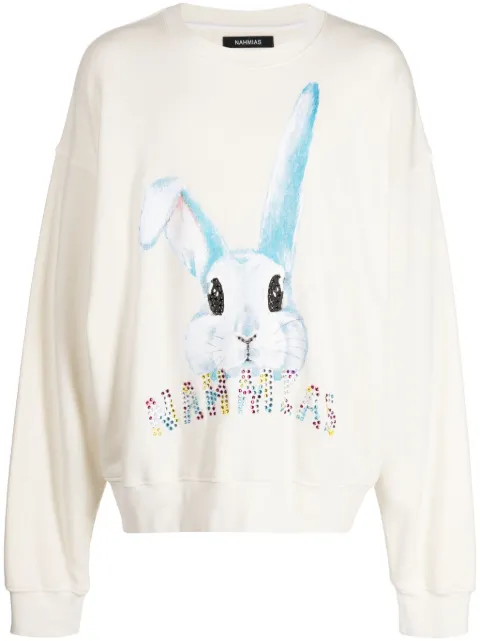 Nahmias bunny-print cotton sweatshirt Yellow AW23JSY2CN4G15102