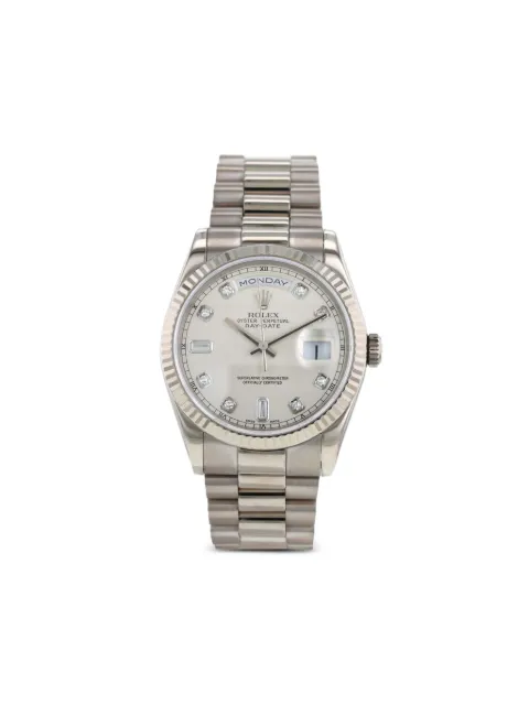 Rolex 2002 pre-owned Day-Date 36mm Silver 401586