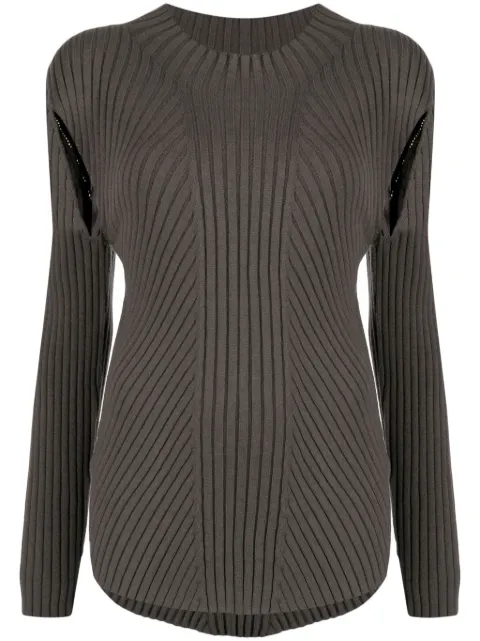 Low Classic cut-out detailing ribbed-knit jumper Green LOW23WCKN030KH