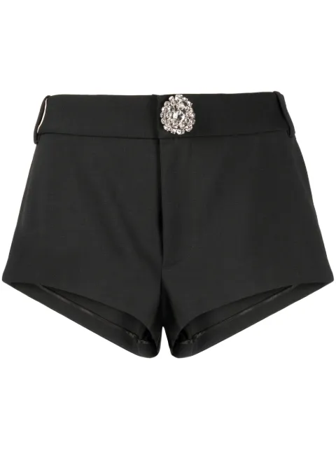 AREA crystal-embellished virgin wool mini shorts Black 2304P11171