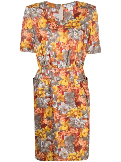 Lanvin Pre-Owned 1980s floral-print midi dress Red HOLALAN107