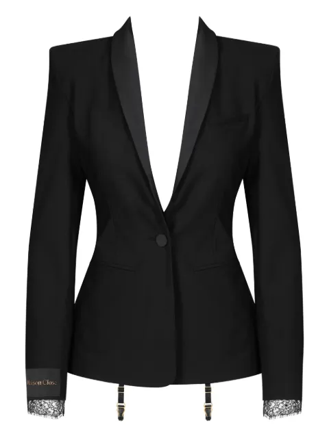 Maison Close satin-trim tailored blazer Black 561799