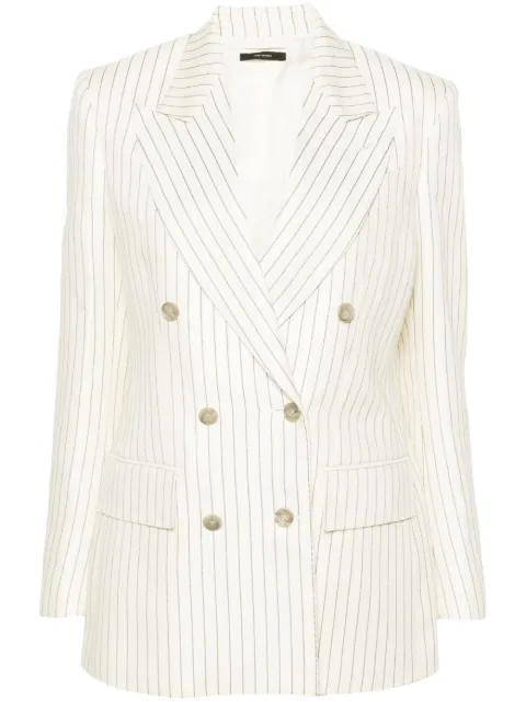 TOM FORD striped double-breasted twill blazer Neutrals GI2971FAX1158