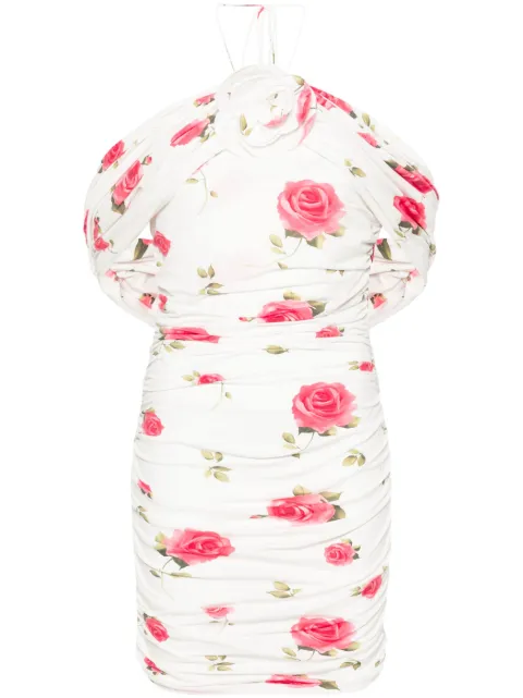 Magda Butrym rose-print ruched minidress White RE24DRESS09