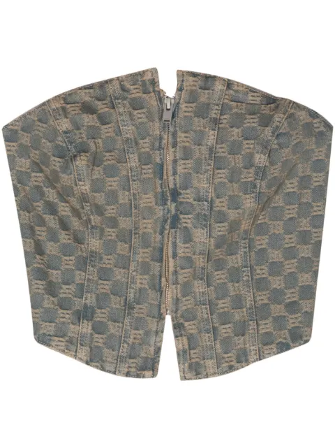 MISBHV monogram-jacquard denim corset top Blue 240W130