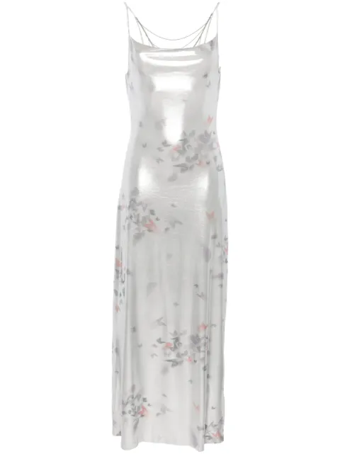 Maccapani Ita laminated maxi dress Silver 24EM2M0H060