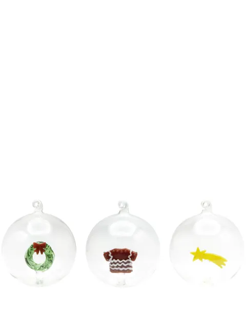 CU I SEEYOU Christmas 3D-detailing glass baubles (set of three) Neutrals PASCGHMR