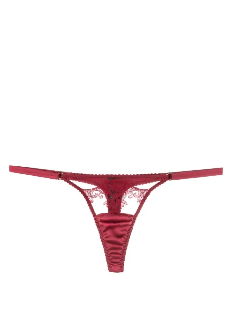 Fleur Of England Gisele floral-embroidered thong Red GISELESTRAPTHONG