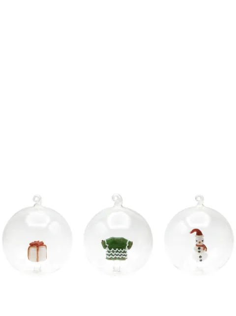 CU I SEEYOU Christmas 3D-detailing glass baubles (set of three) Neutrals PAMVPNPR