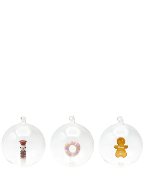 CU I SEEYOU Christmas 3D-detailing glass baubles (set of three) Neutrals PAPZDOSR