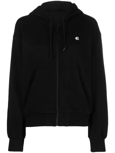 Carhartt WIP logo-embroidered zip-up hoodie Black I032642