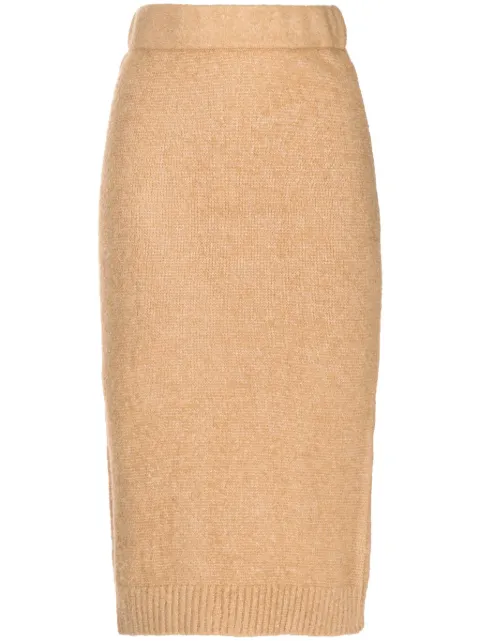 LOVEBIRDS high-waist knitted skirt Brown AW23073