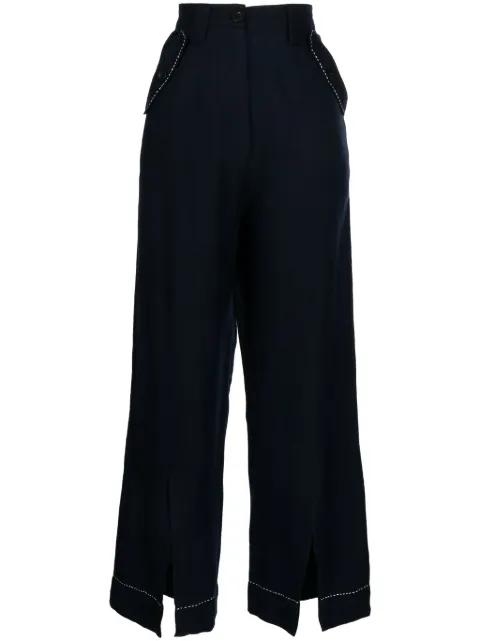 LOVEBIRDS wide-leg cropped trousers Blue AW23052