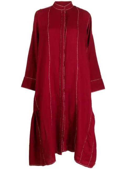 LOVEBIRDS button-up wool midi dress Red AW23058