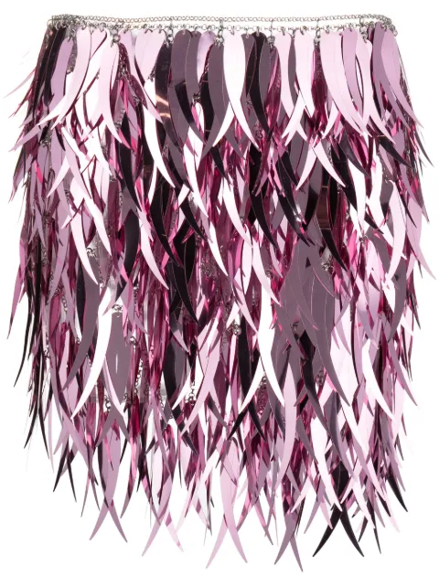 Rabanne metallic feathers mini skirt Pink 23HIJU473PS0434