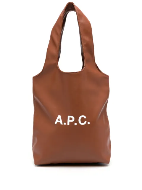 A.P.C. Ninon logo-print tote bag Brown PUAATM61861