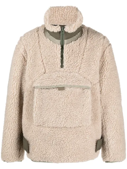 sacai faux-shearling zip-pocket sweatshirt Neutrals 2303222M
