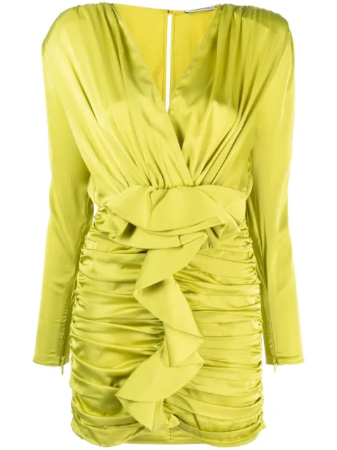 The New Arrivals Ilkyaz Ozel ruffle-detailed satin minidress Green NA01RB0018K