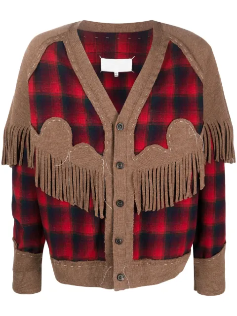 Maison Margiela x Pendleton fringe-trim wool cardigan Red S67HP0010S18318