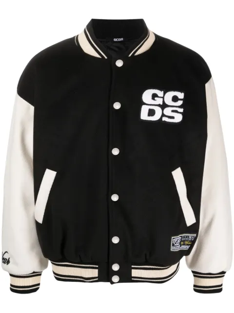 GCDS two-tone logo-patch bomber jacket Black FW23M200479