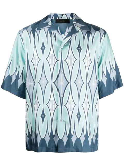 AMIRI argyle-print silk shirt Blue AW23MSS018