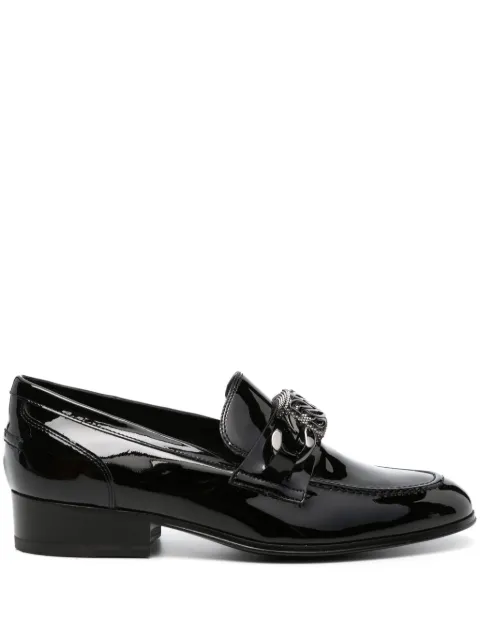 Casadei buckle-embellished patent leather loafers Black 1D242W0201C2206