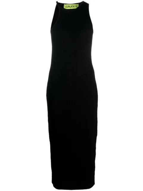 GAUGE81 Altea asymmetric ribbed-knit midi dress Black 42311