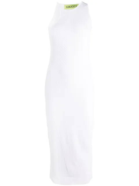 GAUGE81 Altea asymmetric ribbed-knit midi dress White 42311