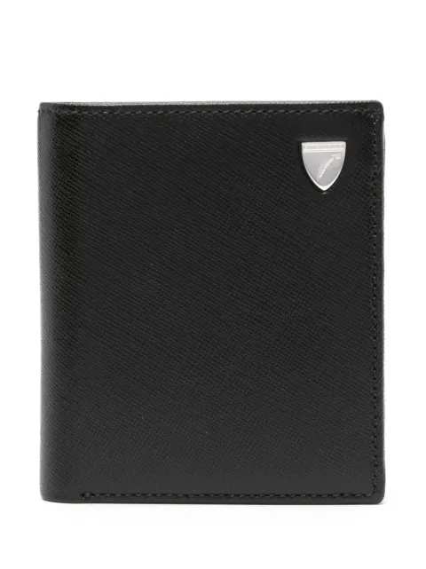 Aspinal Of London logo-plaque saffiano billfold wallet Black 039283932100000