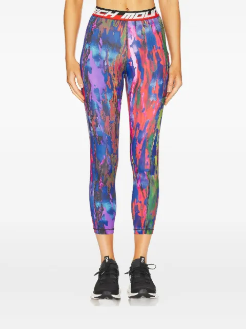 Aztech Mountain abstract-print performance leggings Blue AMW40042B