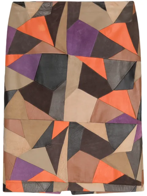 Versace Pre-Owned 2000s geometric-print leather miniskirt Brown VER390HX