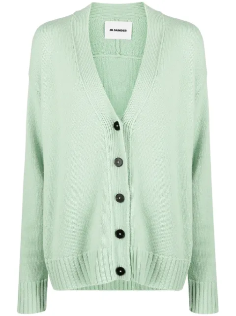 Jil Sander V-neck ribbed-knit cardigan Green J02GP0038J13203