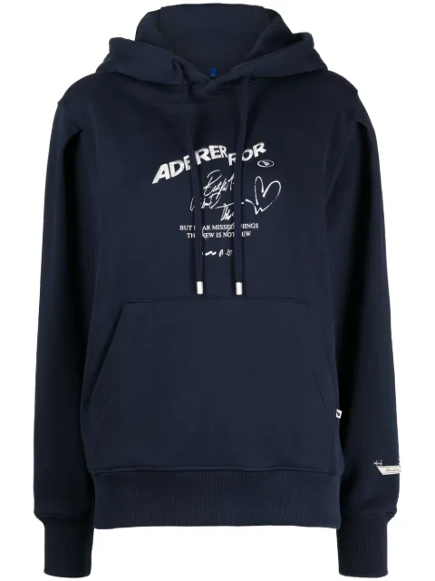 Ader Error logo-embroidered cotton hoodie Blue BMADFWHD0102NV