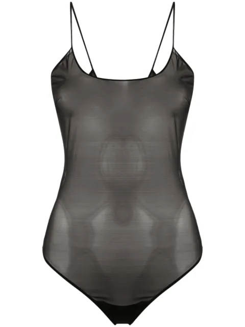 Gianfranco Ferré Pre-Owned 2000s sheer spaghetti-strap bodysuit Black FRR250XX